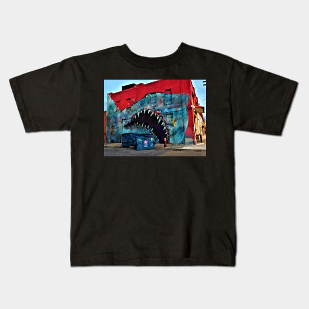 Shark Graffiti detroit Kids T-Shirt by ThomasGallant